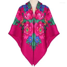 Scarves 140 140cm Women Russian National Scarf Shawl Lady Floral Print Cotton Blend Head Wraps Beach Travel Shade Shawls Bandana