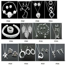 with tracking number New Fashion women's charming jewelry 925 silver 12 mix Bracelet Earrings & Necklace jewel240l