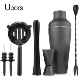 Bar Tools Matte Black Cocktail Shaker Set Bartending Equipment Wine Martini Drink Mixer Barware tools Bartender Kit for Home Bar 8Pcs 231214