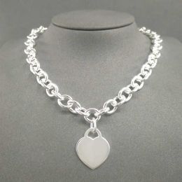Collana in argento sterling S925 per donna Collana classica con ciondolo a forma di cuore, collane a catena, gioielli di marca di lusso Necklace287S