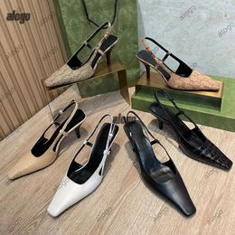 Scarpe eleganti Slingback Tacchi alti Scarpe stringate dal taglio basso Sandali Tacco medio Rete nera con cristalli scintillanti Scarpe con stampa Pantofole con cinturino alla caviglia in pelle di gomma eu35-41