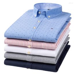 Men's Dress Shirts Pure Cotton Oxford Spun Long Sleeved Shirt For Casual Slim Fit Solid Colour Trendy