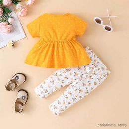 Clothing Sets 6-36 Months Short Sleeve Blouse and Floral Long Pant Outfit Toddler Infant Clothing Set Kids Wear Ootd For Newborn Baby R231215