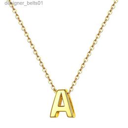 Pendant Necklaces Initials Pendant Letter Name Necklace For Women Gold Silver Colour Stainless Steel Chain Alphabet Charm Fashion Jewellery A109L231215