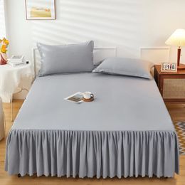 Bed Skirt Bed Skirts Princess Style Bedspread Cover with Skirt US Euro Bed Linen Smooth Twin Full Queen King Size Bed Sheet 231214