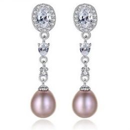 high quality low diamond crystal zircon pearl lady's earings 34 95252a