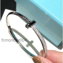 Bangle Bracelet t Bracelet 925 Sterling Silver Plated 18k Gold Diamond Inlaid Wide Half Full Rough Jewelry OI35