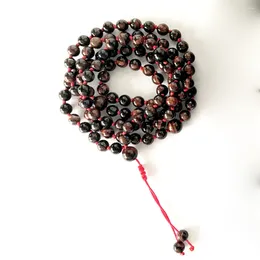 Strand MG1000 Style CONFIDENCE MOTIVATION Red Tiger Eye Bracelet Hand Knotted 108 Mala Beads Yoga Gift For Her