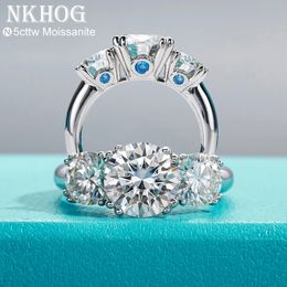 Wedding Rings NKHOG 3 Stones 5CT For Women Engagement 925 Sterling Silver Ring D Colour VVS Lab Diamond Jewellery Gift 231215