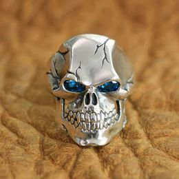 Wedding Rings LINSION 925 Sterling Silver CZ Eyes Skull Ring Mens Biker Rock Punk Ring TA131 US Size 7~15 231214