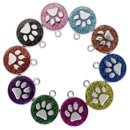 20PCS lot Colours 18mm Cat Dog paw prints footprint hang pendant charms fit for diy phone strips keychains bag fashion jewelrys279V