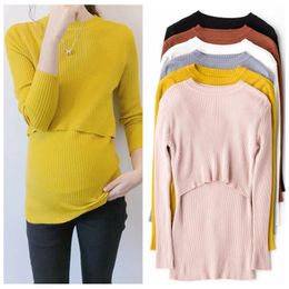 Maternity Sweaters High Quality Maternity Nursing Sweater Autumn Winter Maternity Nursing Knitted Sweatshirt for Pregnant Women Breastfeeding Tops 231215