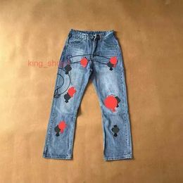 chromes pants Men's Designer jeans Mens Jeans Chromes Heart Long fashion Pants Jogger Denim Printed Clothing Hop Krolls love Pant men jeans hearts 14 M930