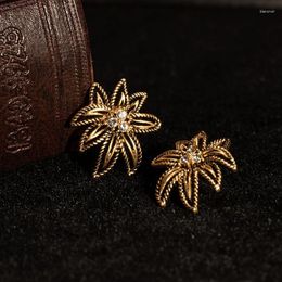 Stud Earrings Fraya Fashion Metal Elegant Flower For Women 925 Sterling Silver 18K Gold Plated Accessories Party Gifts