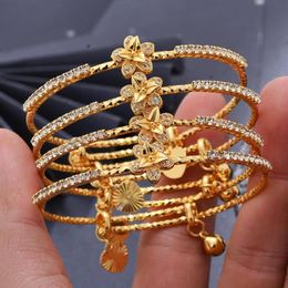 4pcs lot Bracelet Wave Gold Colour Bangle Dubai Bangles For Women Africa Jewellery Ethiopian Wedding Bride Gift232f