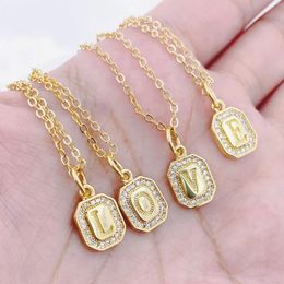 Pendant Necklaces Dainty Tiny A-Z 26 Letter Alphabet Square Charms Necklace Diy Accessories Gold Plated Name Jewelry