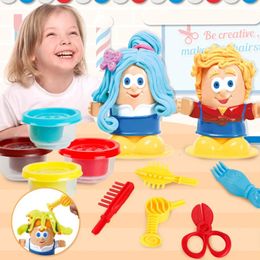 Clay Dough Modeling Kid Creative DIY Toys Hairstylist Mud Handmade Pretend Barber Role Made Mold Play House Girl Toy Gift 231215