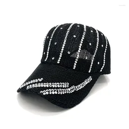Ball Caps Hat Female Summer Hollow Breathable Brand Baseball Cap Snapback For Women Rhinestone Denim