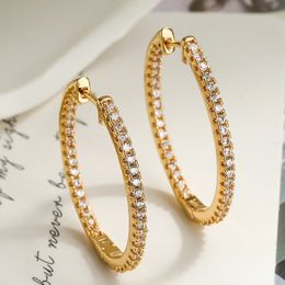 Men Women Fashion Earrings 18K Yellow White Gold Plated Full Bling CZ Hoops Earrings for Women Gift