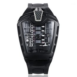 Poisonous Sports Car Concept Racing Mechanical Style Six-cylinder Engine Compartment Creative Watch Men's Trend Fashion Wrist235y