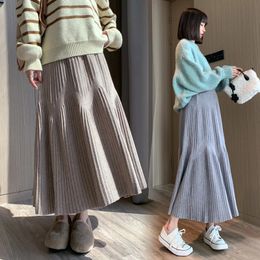 Skirts Skorts 5579# Autumn Winter Fashion Warm Knitted Maternity Skirts Elegant A Line Big Bottoms Belly Clothes for Pregnant Women Pregnancy 231215