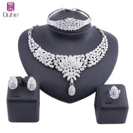 Women Jewellery Sets Gold Colour Statement Rhinestone Crystal Necklace Earring Dubai Bridal Party Wedding African Beads Accessories290U