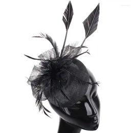 Black Sinamay Wedding Women Fashion Fascinator Hat Headband Bridal Party Race Headpiece Hair Cip Hoops Ladies Accessories