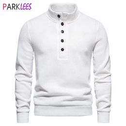 Mens Sweaters White turtle neck button mens autumn and winter long sleeved knitted sweater casual soft lightweight bottom 231214