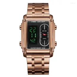 Wristwatches Digital Rectangle Watch For Men Women Quartz Wristwatch Square Dial Sports Man Clock Stainless Steel Couple Male Ladies Reloj