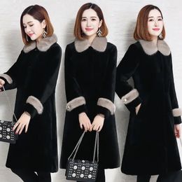 Women's Fur ZXRYXGS Temperament Elegant Black Spell Colors Faux Coat Fashion Jackets 2024 Mid Length Autumn Winte Stylish