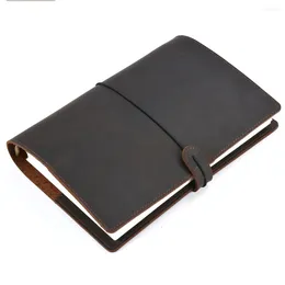 Genuine Leather Handmade Vintage Rings Binder Notebook A5 Size Daily Planner Journal Sketchbook For Agenda Drawing Stationery