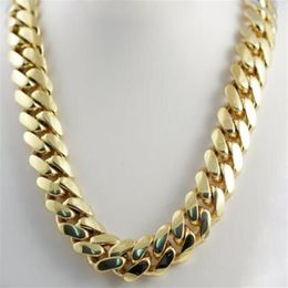 14k Yellow Gold Plated Men's Heavy Miami Cuban Chain Necklace 24 14mm231b