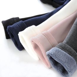 Trousers Girls Warm Elastic Waist Cotton Leggings Pants Winter Thickening Fleece Children's Long Trousers r Color Warm Girls Legging 231215