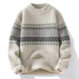 Mens Sweaters Autumn and Winter High Quality Fashion Trend Sweater Casual Warmth Stripe Pattern Size M3XL 231214