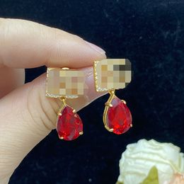 European and American Ruby Pendant Diamonds Zircon letter earrings Women Ear Stud wedding embellish wear Jewelry