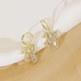 Dangle Earrings Exquisite Zircon Bow For Women Ins Fashion Versatile Temperament Pearl Earring Jewelry