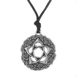 L11 Star Rose Pentacle of the Goddess Pentagram Wiccan Jewelry Pewter Pendant Necklace292b