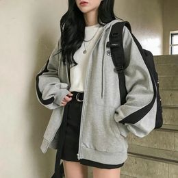 Womens Hoodies Sweatshirts Super Dalian Hoodie Casual Solid Long sleeved Zipper Jacket Korean Edition Harajuku Loose Wool Hooded Sweater 231214