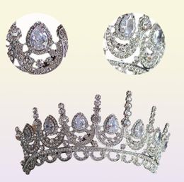 Himstory Noble Beauty Princess Tiara Cubic Zircon Wedding Bridal Crown Rhinestone Pageant Crown For Brides Headbands Y2008079444309