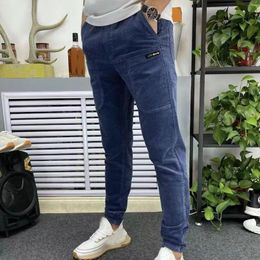 Men's Pants Size Open Corduroy Elastic Waist Drawstring Sweatpants Vintage Cargo Fashion Loose Casual Long Trousers
