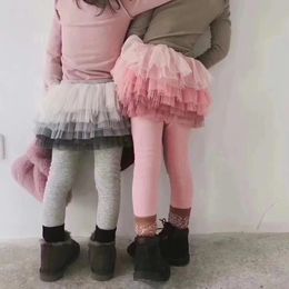 Trousers 2 3 4 5 6yrs Baby Girl Princess Legging With cake Tutu Skirt Pants Child Culottes Mesh Patchwork Spring Autumn Small Kid Clothes 231215