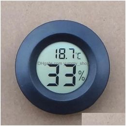 Temperature Instruments Wholesale Hygrometer Mini Thermometer Fridge Portable Digital Acrylic Round Hygrometers Humidity Monitor Met Dhkdj