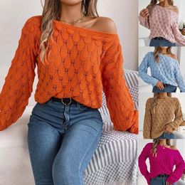 Women's Sweaters Autumn Winter Women Hollow Out Long Sleeve Casual Knitted Sweater Dress Clothes Without Belt