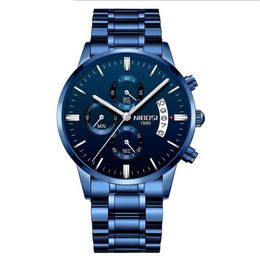 NIBOSI Brand Quartz Chronograph Mens Watches Stainless Steel Band Fashion Trendy Watch Luminous Date Life Waterproof Wristwatches2550