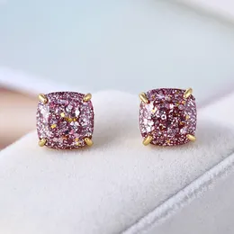 Stud Earrings European And American Fashion Jewelry Wholesale Simple Shiny Colorful Sequin Square
