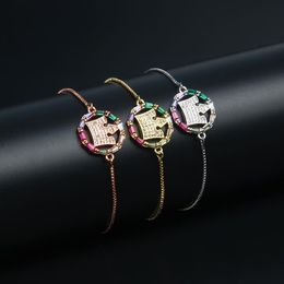 New Rainbow Cz Crown String Bracelet Women Colourful Rainbow Gold Filled Cz Bracelets Stainless Steel Wedding Jewellery Gift309Q