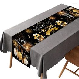 Table Cloth 2024 Year Runner Black And Gold Simple Durable Lightweight Elegant Design Fashionable