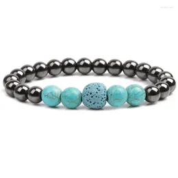 Strand 10pc 8mm Hematite 10mm Turquoises Bead 12mm Colorful Lava Stone DIY Essential Oil Diffuser Bracelet For Women Men Jewelry