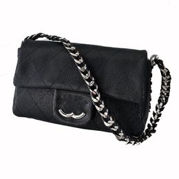 High Quality Classic Double Letter Designer Underarm Bag French Brand Fashion Thick Chain Women Flap Shoulder Bag Handbag Luxury Genuine Leather Ladies Clutch Bags