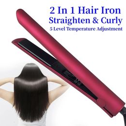 Hair Straighteners Professional Electric Hair Straightener Curler Hair Flat Iron 2 1 Ceramic Tourmaline Hair Straighting Curling Iron Corrugation 231214